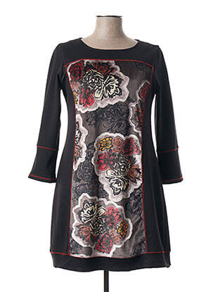Rochie midi imprimeu floral mâneci lungi negru CHATELET femeie