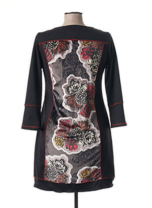 Rochie midi imprimeu floral mâneci lungi negru CHATELET femeie