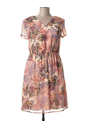 Rochie midi croială fluidă mâneci scurte portocalie LA FEE MARABOUTEE femeie