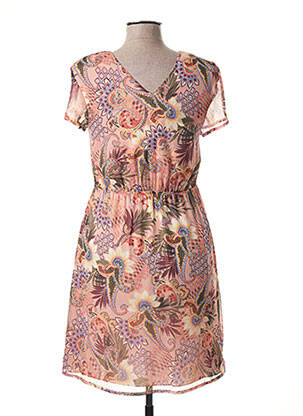 Rochie midi croială fluidă mâneci scurte portocalie LA FEE MARABOUTEE femeie