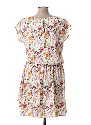 Rochie midi imprimeu floral mâneci scurte bej SMASHED LEMON femeie
