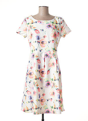 Rochie midi imprimeu floral mâneci scurte alb SMASHED LEMON femeie