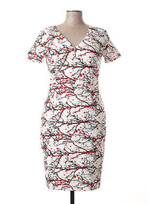 Rochie midi imprimeu fantezie mâneci scurte alb SMASHED LEMON femeie