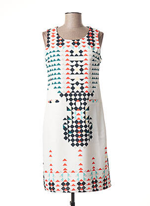 Rochie midi imprimeu fantezie fără mâneci alb SMASHED LEMON femeie