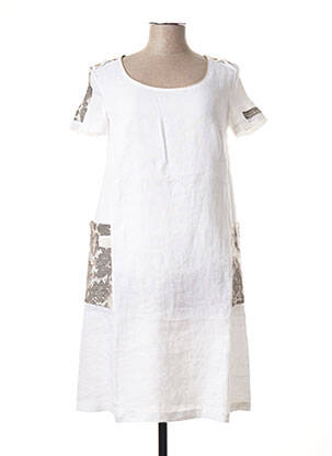 Rochie midi mâneci scurte mâneci scurte alb NINATI femeie