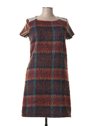 Rochie midi mâneci scurte mâneci scurte maro POUSSIERE D'ETOLE femeie