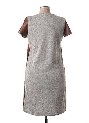 Rochie midi mâneci scurte mâneci scurte maro POUSSIERE D'ETOLE femeie