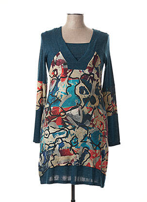 Rochie midi imprimeu fantezie mâneci lungi albastru CHATELET femeie