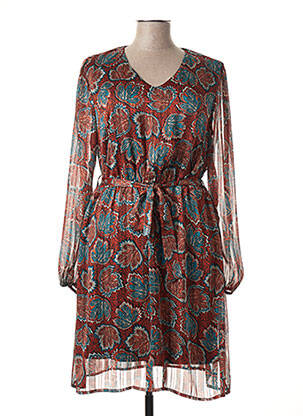 Rochie midi croială fluidă mâneci lungi maro SIGNE NATURE femeie