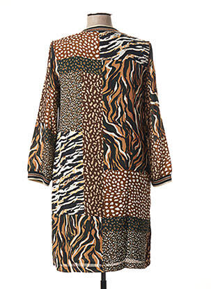 Rochie midi croială fluidă mâneci 3/4 maro SIGNE NATURE femeie