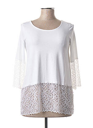 Top țesătură jersey mâneci lungi alb FRALY femeie