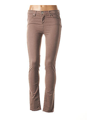 Pantalon broderie cu nituri talie joasă maro DENIM STUDIO femeie