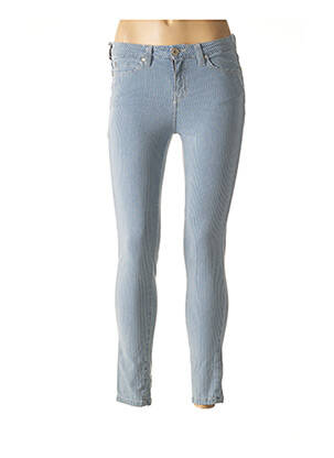Pantalon broderie cu nituri talie joasă albastru DENIM STUDIO femeie