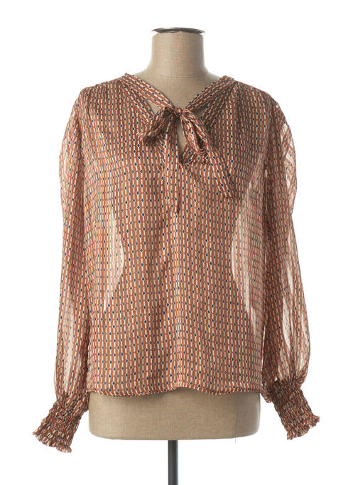 Bluză imprimeu fantezie mâneci lungi maro VIE TA VIE femme