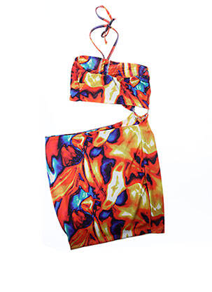 Rochie scurtă croială cambrată bretele subțiri portocalie BOOHOO femeie