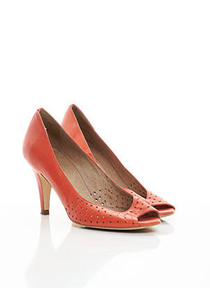 Pantofi cu toc material neted toc de 7 la 9 cm portocalie SESSUN femeie