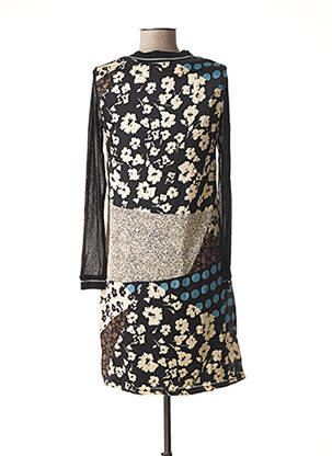 Rochie midi imprimeu floral mâneci lungi negru MALOKA femeie