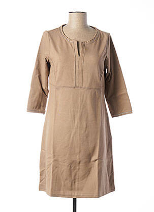 Rochie midi mâneci 3/4 mâneci 3/4 bej MALOKA femeie