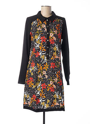 Rochie midi imprimeu floral mâneci lungi negru MALOKA femeie