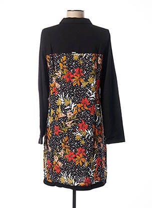 Rochie midi imprimeu floral mâneci lungi negru MALOKA femeie