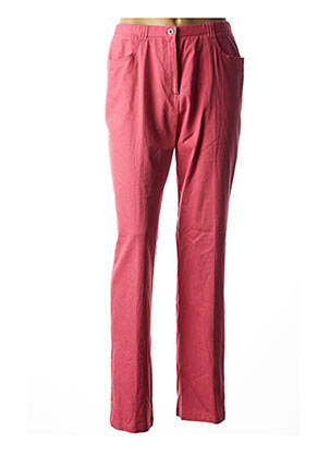 Pantalon drept țesătură poplin roz FRANCOISE F femeie