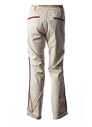 Pantalon chino broderie galoni laterali mărime normală bej BARB'ONE femeie
