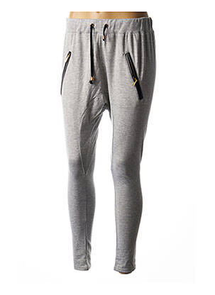 Pantalon slim talie elastică gri JOLIFLY J&F femeie