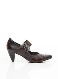 Pantofi cu toc țesătură satinată toc de 7 la 9 cm maro FIDJI femme