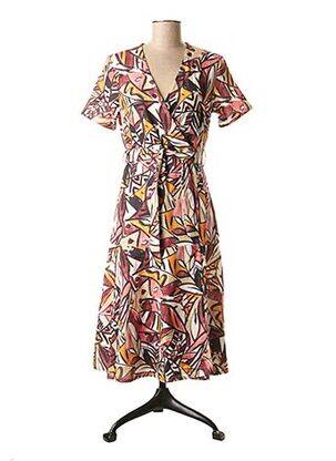 Rochie midi imprimeu fantezie mâneci scurte roz LA FEE MARABOUTEE femeie