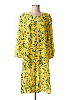 Rochie midi imprimeu floral mâneci lungi galben LA FEE MARABOUTEE femeie