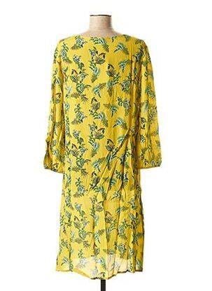 Rochie midi imprimeu floral mâneci lungi galben LA FEE MARABOUTEE femeie