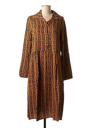Rochie midi imprimeu fantezie mâneci lungi maro LA FEE MARABOUTEE femeie