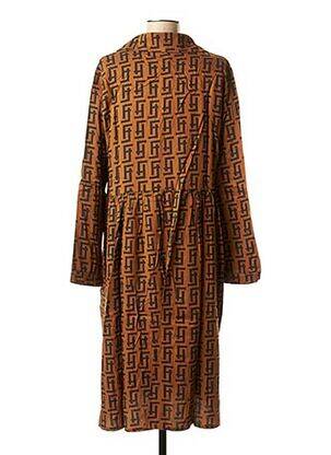 Rochie midi imprimeu fantezie mâneci lungi maro LA FEE MARABOUTEE femeie