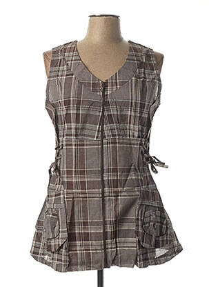 Tunică fără mâneci maro L33 femeie