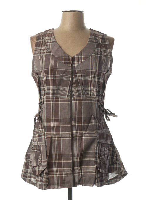 Tunică fără mâneci maro L33 femeie