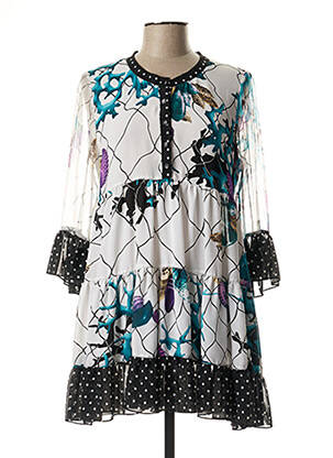 Rochie scurtă croială evazată mâneci lungi alb FUEGO WOMAN femeie
