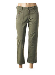 Pantalon 7/8 închidere cu fermoar sub clapetă cu nasturi talie joasă verde FIVE femeie