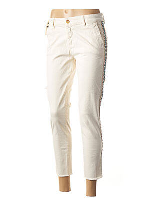 Pantalon 7/8 elasticitate talie joasă alb FIVE femeie