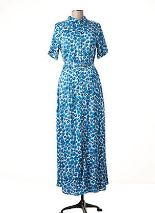 Rochie lungă imprimeu floral mâneci 3/4 albastru FABIENNE CHAPOT femeie