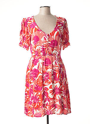Rochie midi imprimeu floral mâneci scurte roz FABIENNE CHAPOT femeie