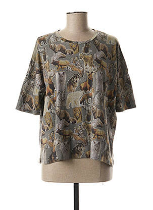 Tricou imprimeu fantezie mâneci scurte gri PAUL & JOE SISTER femeie