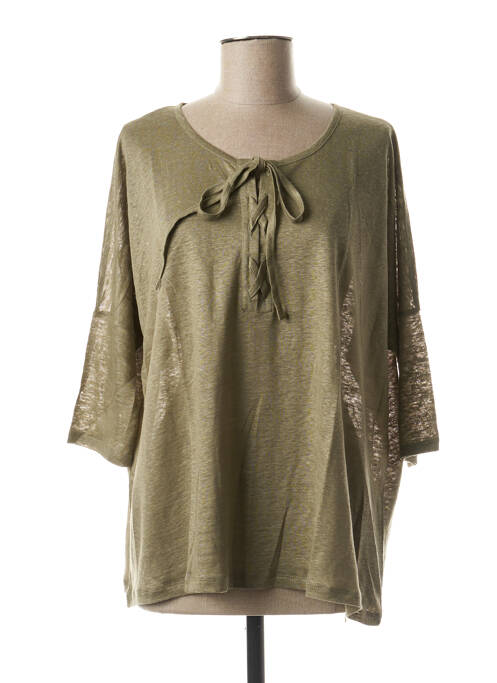 Tricou guler rotund mâneci lungi verde NOTSHY femme