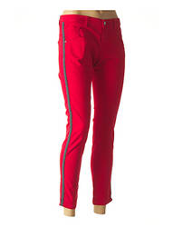 Pantalon slim broderie cu nituri mărime normală roșu ONE STEP femme