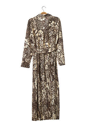 Rochie midi imprimeu floral mâneci lungi maro SELECTED femeie