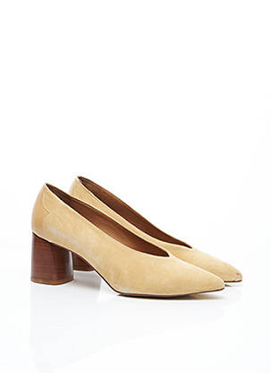 Pantofi cu toc material neted toc de 7 la 9 cm bej BY FAR femeie