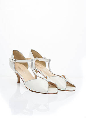 Sandale/pantofi decupați material neted toc de 4 la 6 cm alb GEORGIA ROSE femeie