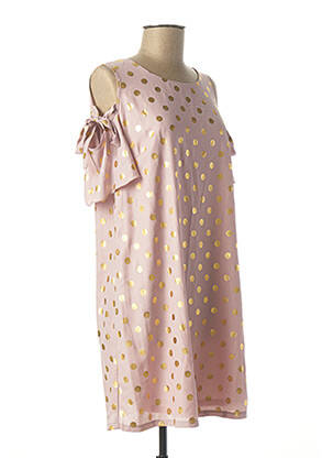 Rochie midi guler rotund roz SOPHYLINE femeie
