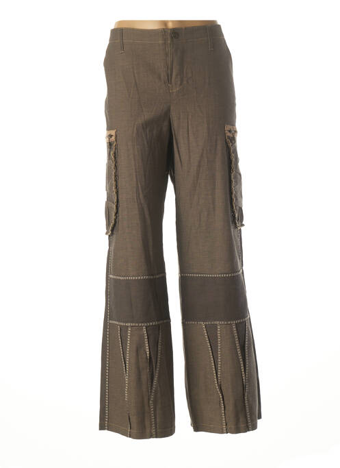 Pantalon larg maro TRICOT CHIC femeie