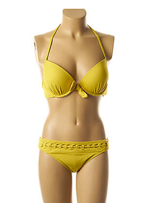 Costum de baie din două piese elasticitate top sutien push-up galben YSABEL MORA femeie