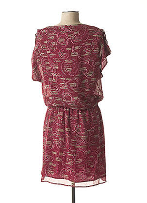 Rochie midi imprimeu floral mâneci scurte violet IKKS femeie